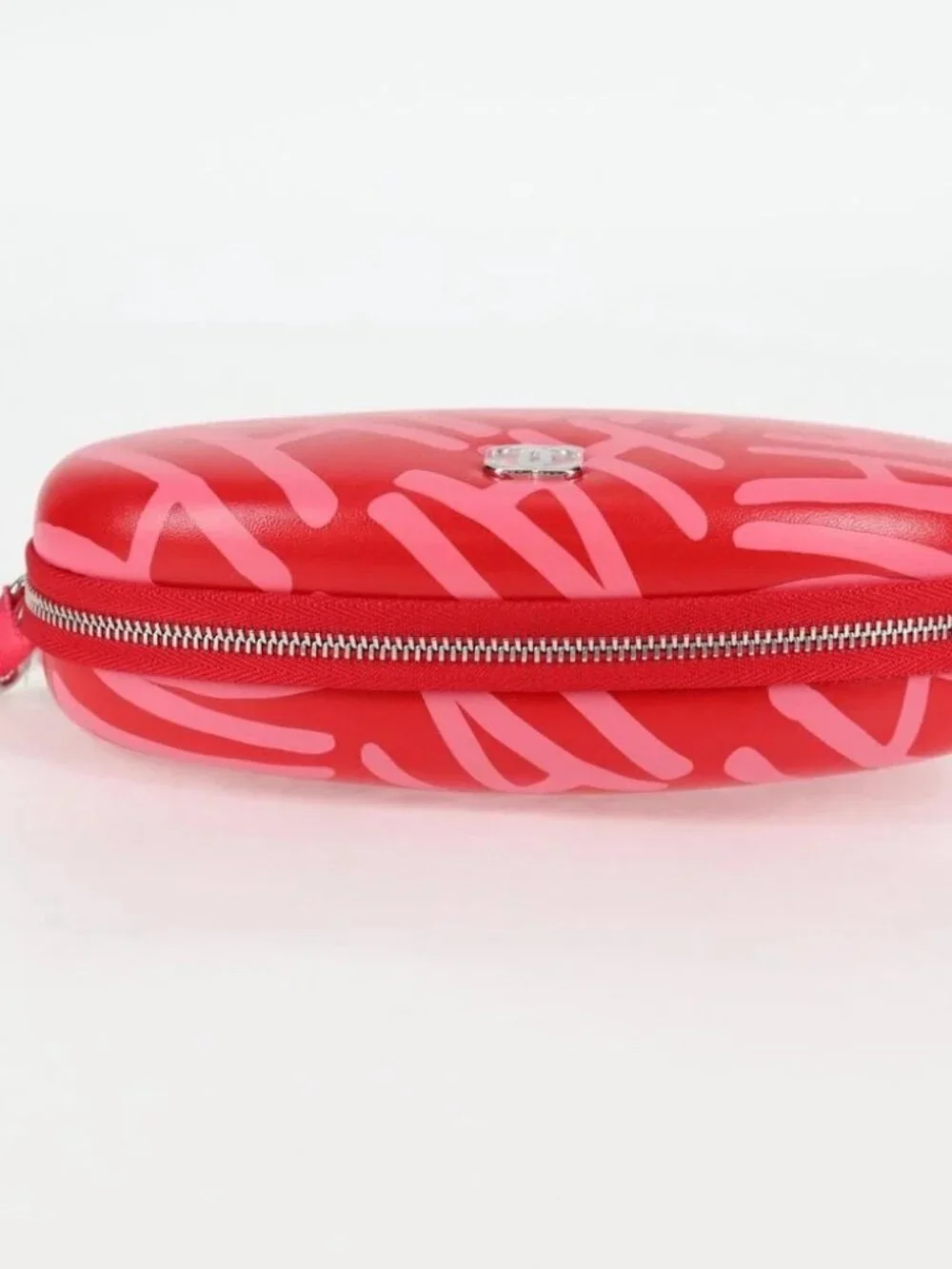 CHANEL Chain Glasses Sunglasses Case Glasses Case Leather Red CC Auth bs24979SAM